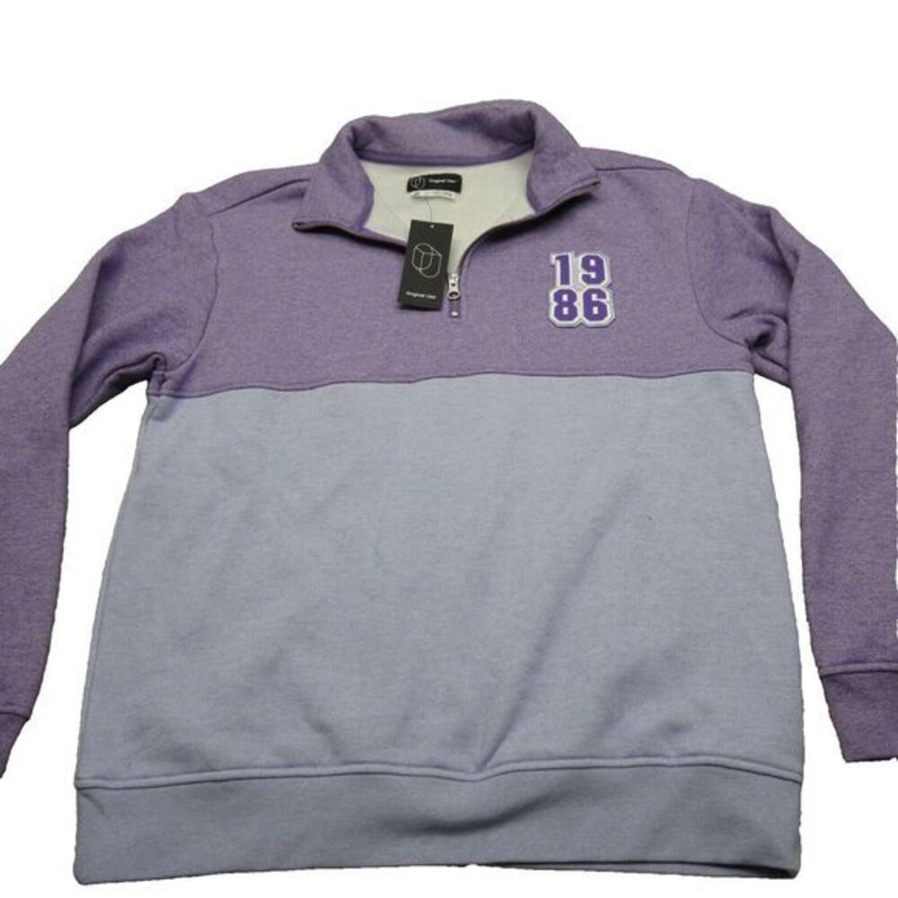 Original Use Sweatshirt Womens Medium Purple Colorblock 1/4 Zip Pullover NEW